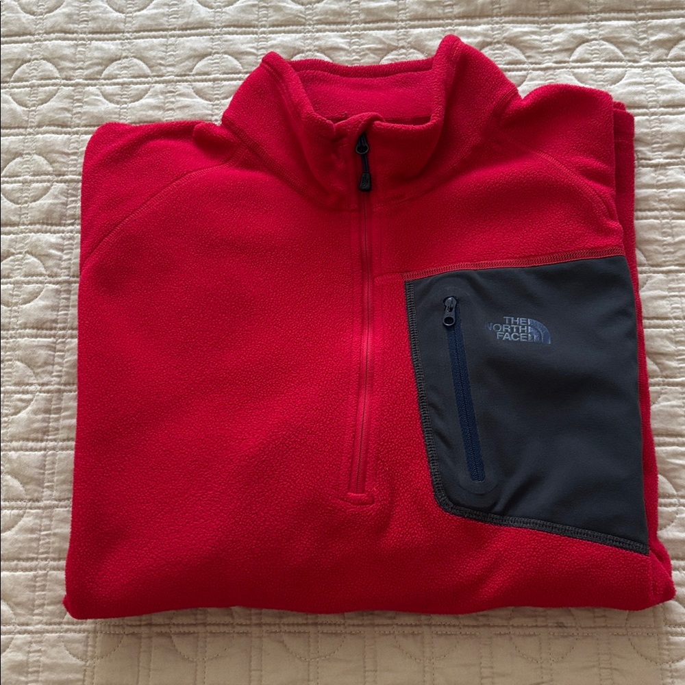 The North Face Classic Polartec 1/4 Zip Red Fleece Pullover